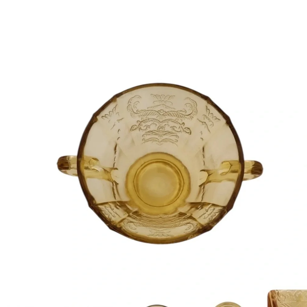 Federal Glass Madrid Amber Footed Sugar Bowl 3